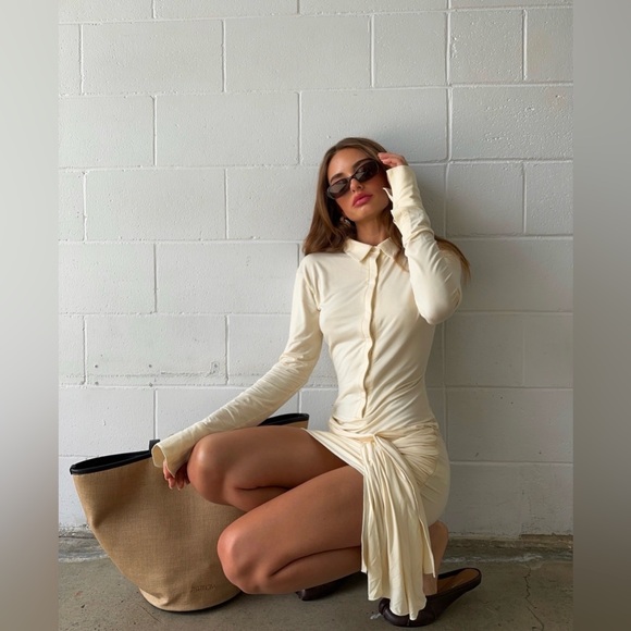 Lioness Dresses & Skirts - Lioness Elegant Cream Long Sleeve Dress